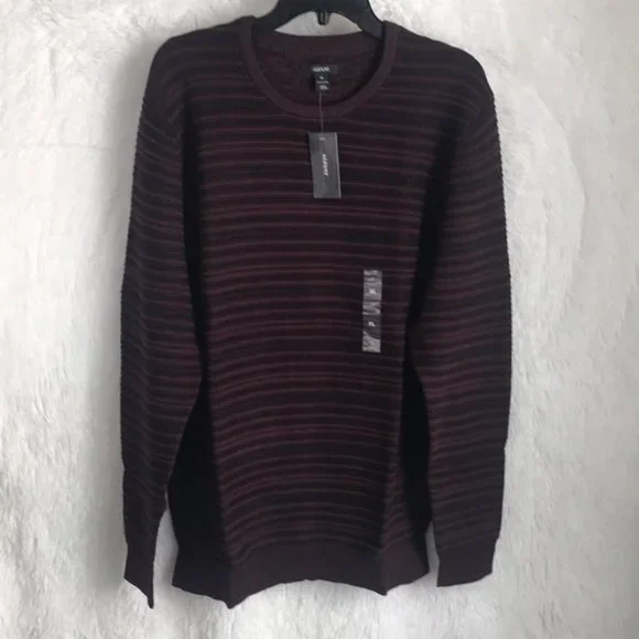 NWT Macy's Alfani Men's Sweater Port Red Ottoman Textured Crewneck - Picture 3 of 14